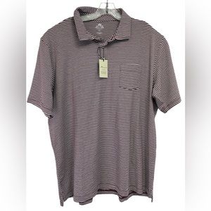 Peter Millar Seaside Wash Mens Sz XL Maroon/White Striped Golf Polo Shirt (i21)